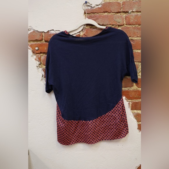 Anthropologie Yellow Bird Hi Low Top Shirt sz S Red Blue Tunic - Picture 8 of 8